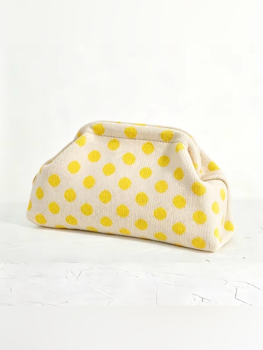 Yellow Polka Dot Canvas Clutch Bag - Unbranded